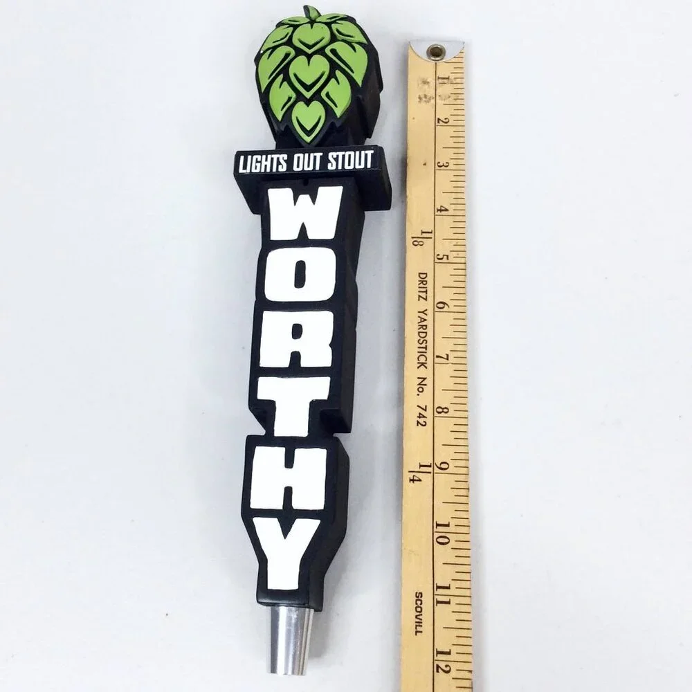 Worthy Brewing Lights Out Stout Tap Handle Craft Beer Bend Oregon Hops Pull Pour